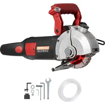 Frézka VEVOR Nástěnná fréza 34 mm Hloubka řezu Nástěnný Drážkovací stroj 42 mm Šířka řezu Nástěnný obrážecí stroj 4800W Nástěnný řezací stroj s 5 pilovými kotouči Průměr 125 mm 6200r/min s infračerveným paprskem