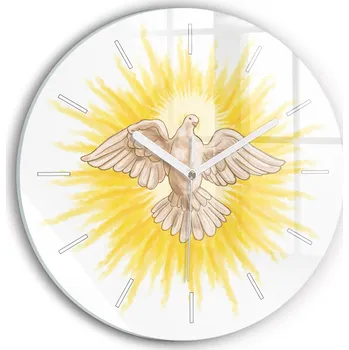 Hodiny Skleněné hodiny Sklo Tichý Bezhlučný Nástěnný Grafika Holub Duch Svatý fi 30
