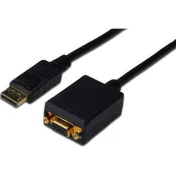 Video kabel Digitus Adaptérový kabel DisplayPort, DP - HD15 (VGA) samec / samice, 0,15 m, s blokováním, kompatibilní s DP 1.2, CE, bl AK-340403-001-S