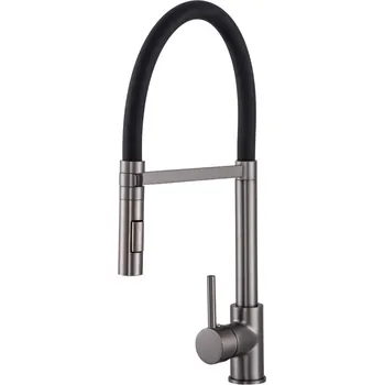 Vodovodní baterie Gamma Vento, dřezová baterie s elastickým ramenem a 2-funkčním výtokem, grafitová, GMA-BVOK-GM