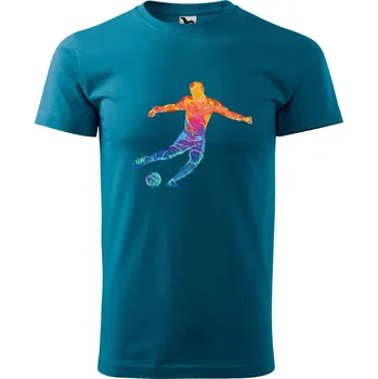 DOBRÝ TRIKO Pánské tričko s potiskem Fotbalista a míč Velikost: M, Barva: Petrolejová