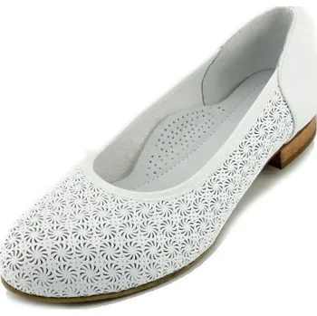 Dámské baleríny Nadměrná obuv - baleriny MW826K bílá (kožená svatební obuv velké velikosti)