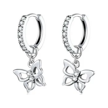 Náušnice For Silver NÁUŠNICE KROUŽKY MOTÝL - STŘÍBRO 925
