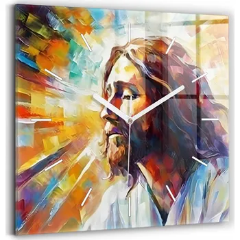 Hodiny Skleněné hodiny s motivem Tichý Klasické Nástěnné Ilustrace Ježíš Kristus