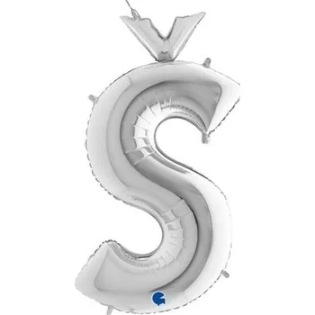 Party dekorace Foliové písmeno Š stříbrné 102 cm