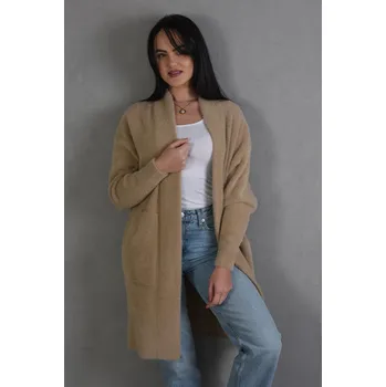 Dámský kabát CHLUPATÝ BÉŽOVÝ KARDIGAN Rino Pelle