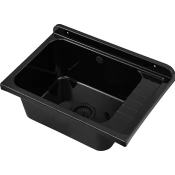 Gamma Selva, univerzální plastová výlevka 58x38x26,7 cm + sifon, 1-komorová, černá, GMA-KGS58-BK