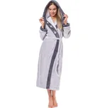 L&L Dámský huňatý župan Flower světle šedý dlouhý Velikost: L