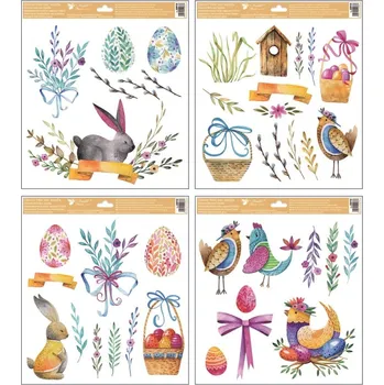 Velikonoční dekorace Anděl Přerov Okenní fólie malované Velikonoce 30 x 33,5 cm