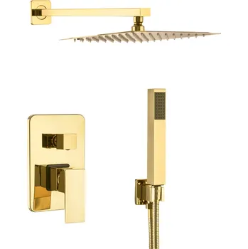 Vodovodní baterie Gamma ZN6, podomítková sprchová souprava s dešťovou a ruční sprchovou hlavicí, zlatá lesklá, GMA-ZN6-GD