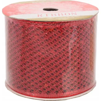 Vánoční dekorace Dekorační stuha 10 m na špulce červená - Na mašle, dekorace a ozdoby