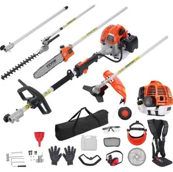 VEVOR 52CC 6 v 1 multifunkční vyžínací nástroje, benzínový nůž na živý plot, odstraňovač plevele, strunový vyžínač, křovinořez, ořezávač okrajů, vyžínač s tyčí, řetězová pila s prodlužovací tyčí