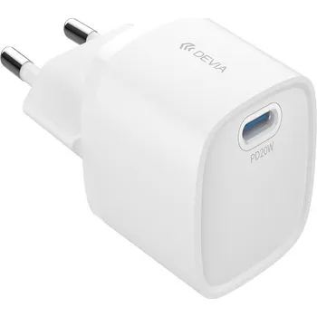 20W EU adaptér / nabíječka DEVIA - USB-C - mini GaN provedení - bílá
