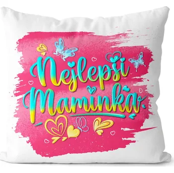Dekorativní polštářek Polštář 40 x 40 cm - Nejlepší maminka s motýlky - blop