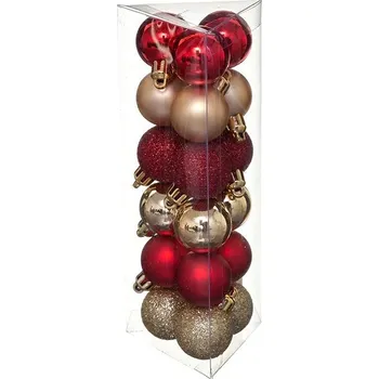 Vánoční dekorace ATMOSPHERA Vánoční ozdoby - plastové baňky, červená a zlatá barva, průměr 3 cm, 18 ks