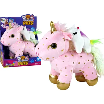 plyšák LEAN Toys Jednorožec Plyšové Spící Zvířátko Ukolébavka Růžová s Hvězdami Set