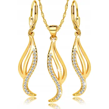 Náušnice Zlatá Sada 925 Visací Náušnice Řetízek