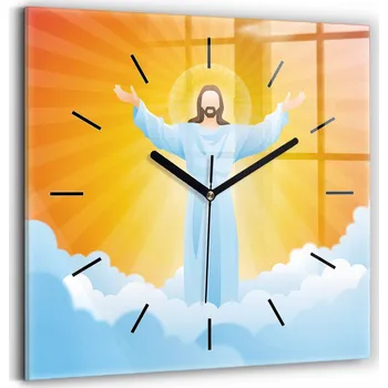 Hodiny Moderní Nástěnné Hodiny s Náboženským Motivem, Ilustrace Ježíše, 30x30 cm