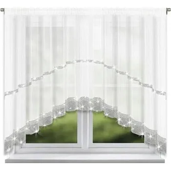 Záclona ZÁCLONA BÍLÁ VOÁL s obloukem ZIRKONY na pásce 500 x 150 cm GLAMOUR L236