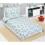 Dětské povlečení MYŠKA V HRNEČKU MODRÁ, bavlna hladká, 140x200cm + 70x90cm