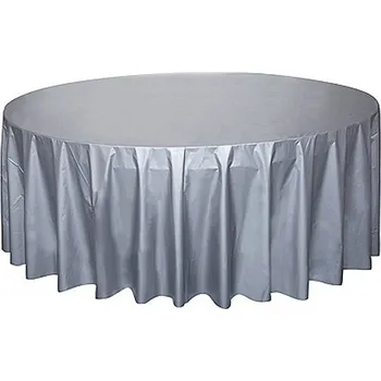 ubrus Unique UBRUS z jemného plastu 210 cm kulatý stříbrný