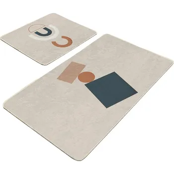 Koupelnová předložka Béžové sametové koupelnové předložky v sadě 2 ks 60x100 cm Geometry Shapes – Mila Home ID_1736176