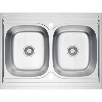 Nerezový dřez Nerezový dřez dvoukomorový s odkapem Fidelis 80x60 cm se sifonem