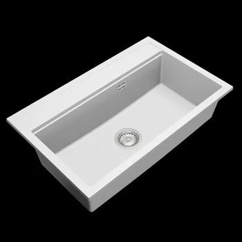 Granitový dřez Gamma Advance, 1-komorový granitový dřez 805x505x210 mm, bílá, GMA-ZLE000118