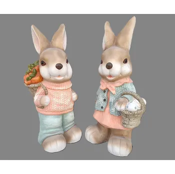 Zahradní dekorace Prodex Import Králík s košíkem velký 2 druhy