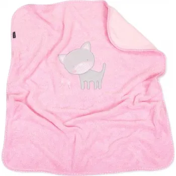 Dětská deka Oboustranná chlupáčková dečka s vyšívkou 75 x 90 cm, Kočička, růžová