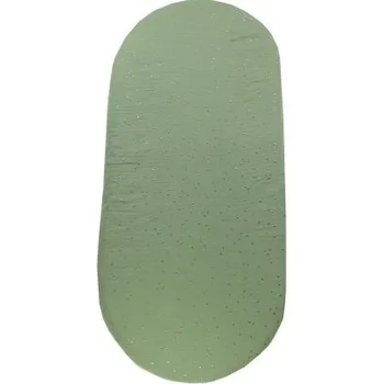 Prostěradlo enie baby Mušelínové prostěradlo do kočárku khaki se zlatými puntíky