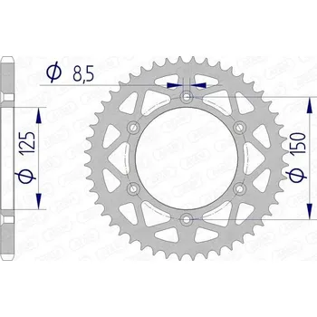 Nářadí na motocykly Hliníková zadní rozeta Afam 72304N, 51 zubů, rozměr 520 MX