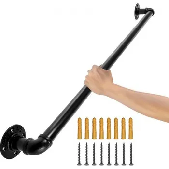 Zábradlí VEVOR Zábradlí na schodiště z potrubí VEVOR, zábradlí schodiště 3FT, nosnost 440 LBS Zábradlí z uhlíkové oceli, průmyslové zábradlí s držákem na stěnu, zábradlí s kulatým rohem pro vnitřní a venkovní použití černá 3 FT/ 0,9 m