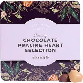 Bonboniéra Cartwright & Butler – Chocolate Praline Heart Selection – Čokoládové pralinky v plechové dóze – 160 g