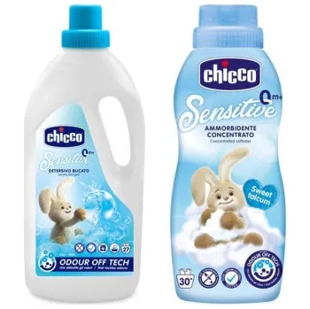 Prací gel CHICCO Prostředek prací dětský Sensitive 1,5 l + Aviváž konc. Sladký Pudr 750 ml