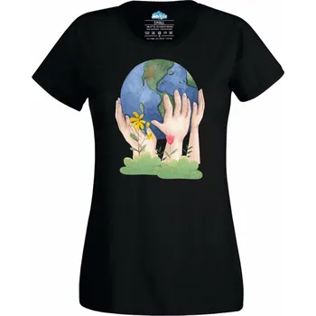 Dámské tričko Den Země Earth Day (Velikost: 4XL, Barva: Černá)