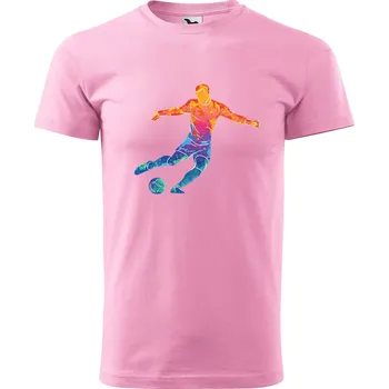 Pánské tričko DOBRÝ TRIKO Pánské tričko s potiskem Fotbalista a míč Velikost: S, Barva: Růžová