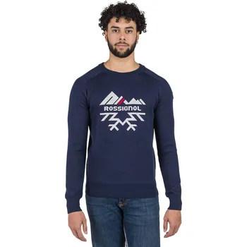Oblečení a móda ROSSIGNOL Pánský svetr Jacquard Crew Neck L MODRÁ