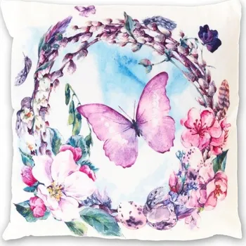 Dekorativní polštářek Dekorační Polštář Motýl a květiny, 40 x 40 cm