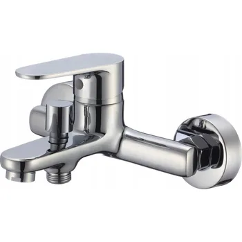 Vodovodní baterie Nástěnná vanová baterie s jednou pákou Hydroland stříbrná vanová a sprchová baterie