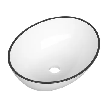 Umyvadlo Gamma Lilo, umyvadlo na desku 410x330x150 mm, bílá s černým okrajem, GMA-UC-LILO