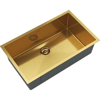 Granitový dřez Gamma Gamma, 1-komorový nerezový dřez 750x450x210 mm, zlatá matná, GMA-S7545-GD