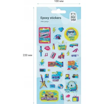 samolepka Silikonové Samolepky MESHU "90. léta" 90. léta 10x22cm 35 ks