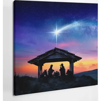 Obraz Obraz na Zeď Výtisk na Plátně Vánoční Betlém 60x60 cm