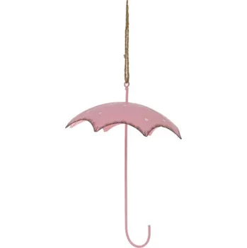 Deštník Ozdoba závěsná deštník 14 cm kov růžová
