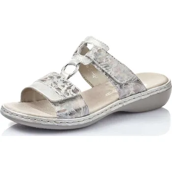 Dámské pantofle Dámské nazouváky RIEKER 659X6-80 stříbrná S5 39