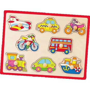 Puzzle Dětské dřevěné puzzle s úchyty Viga Vozidla