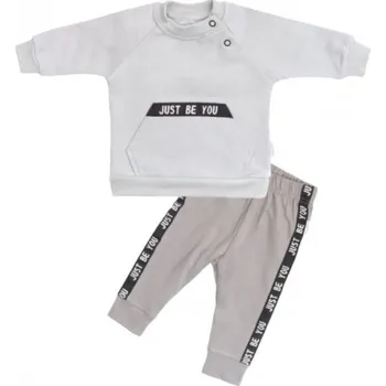 Kojenecký body Mamatti Dětská tepláková souprava zapínání na boku, Bear - šedá, vel. 104