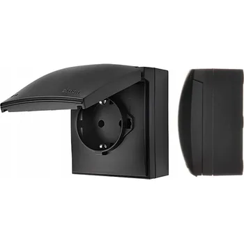 Elektrická zásuvka Simon AquaClick Elektrická Zásuvka Jednoduchá s víčkem Schuko Černá Matná