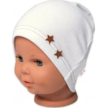 Čepice Baby Nellys Žebrovaná čepice Hvězdičky - bílá, vel. 92/98